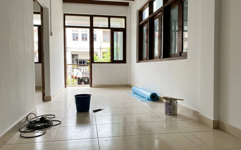 Finished renovated living room, dust-free and ready for furniture