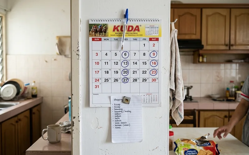 Kitchen calendar with recurring cleaning days marked