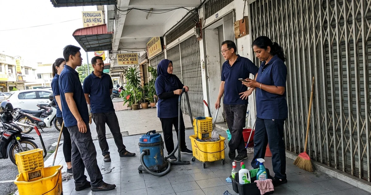 The Ipoh Outshine cleaning team outside their Taman Ipoh Jaya base